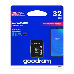 Carte Mémoire Micro SD 32GO Class 10 Avec Adaptateur Goodram